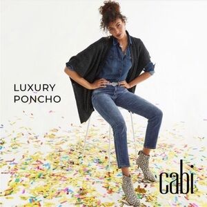Cabi #4064 Luxury Oversized Poncho Wrap Black Metallic Cardigan Sweater XS/S